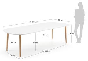 Stół rozkładany do jadalni z drewna bukowego Kave Home Oakland, 160 x 100 cm