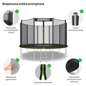 Trampolina ogrodowa z siatką zewnętrzną dla dzieci z drabinką 12FT 374cm Zipro Jump Pro