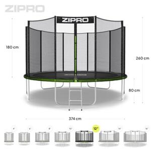 Trampolina ogrodowa z siatką zewnętrzną dla dzieci z drabinką 12FT 374cm Zipro Jump Pro