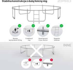 Trampolina ogrodowa z siatką zewnętrzną dla dzieci z drabinką 12FT 374cm Zipro Jump Pro