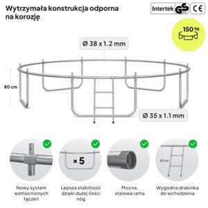 Trampolina ogrodowa z siatką zewnętrzną dla dzieci z drabinką 12FT 374cm Zipro Jump Pro