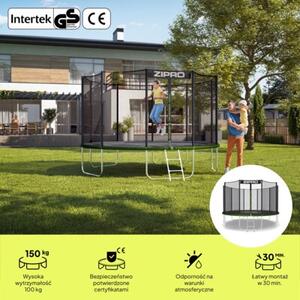 Trampolina ogrodowa z siatką zewnętrzną dla dzieci z drabinką 12FT 374cm Zipro Jump Pro