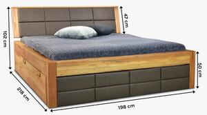 Łóżko z drewna bukowego ze schowkiem 180 x 200
