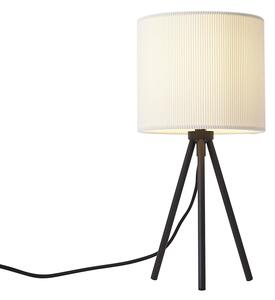 Nowoczesna lampa stołowa na trójnogu biała z aksamitnym abażurem - Luz