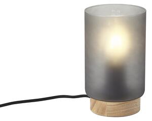 Nowoczesna lampa stołowa drewniana z matowym szarym szkłem - Umbra