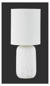 Biała lampa stołowa z ceramiki i tkaniny Trio Clay, wys. 35 cm