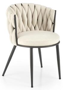 Beżowe tapicerowane designerskie krzesło - Trenza