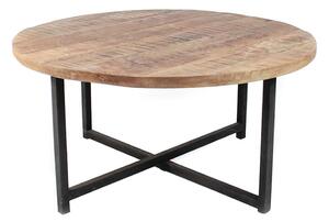 Czarny stolik z blatem z drewna mango LABEL51 Dex, ⌀ 60 cm