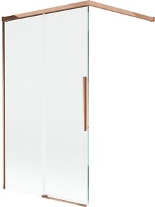 Mexen Rox parawan nawannowy 2-skrzydłowy rozsuwany 100 x 150 cm, transparent, różowe złoto - 8C9-100-003-60-00