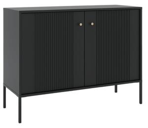 Komoda Czarna Ryflowana z Lamelami SOFT Do Salonu Sypialni