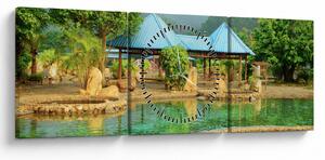 Obraz - Shanghai hotel park (z zegarem) (90x30 cm)