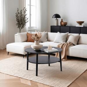 Stolik Kawowy Okrągły PAULO MAX 80 cm Czarny Nowoczesny Loft