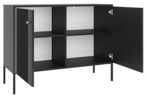 Komoda Czarna Ryflowana z Lamelami SOFT Do Salonu Sypialni
