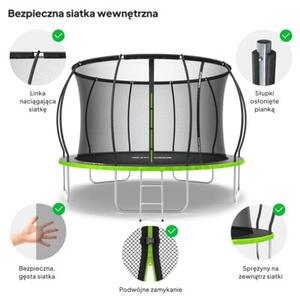 Trampolina ogrodowa z siatką wewnętrzną dla dzieci z drabinką 12FT 374cm Zipro Jump Pro Premium