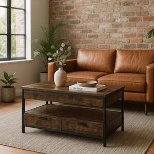 Ława do Salonu Rozkładana LUCA 100 cm Dąb Rustykalny/Czarny Loft