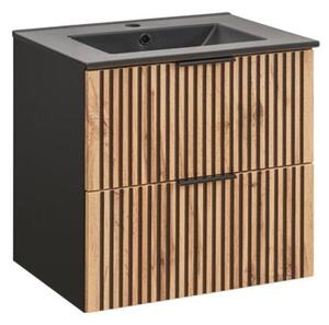 Szafka pod umywalkę XILO BLACK WOTAN 82 60cm czarna/dąb