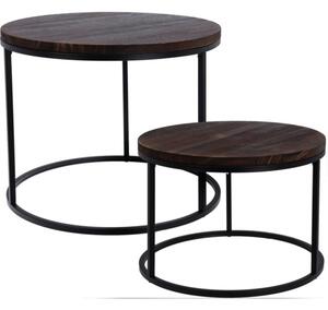 Zestaw stolikÃ³w kawowych EXCELLENT HOUSEWARE Loft okrÄ gÅy 50 x 57 cm BrÄ zowo-czarny