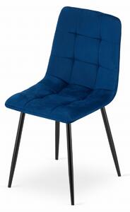 Niebieskie aksamitne krzesło KARA z czarnymi nogami