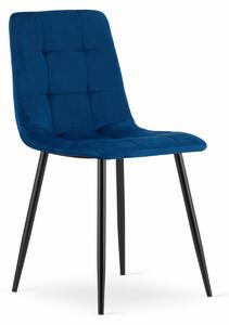 Niebieskie aksamitne krzesło KARA z czarnymi nogami