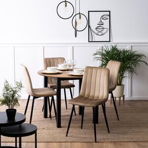 Stół Okrągły TEO 100 cm Dąb Złoty/Czarny do Jadalni Salonu Nowoczesny Loft