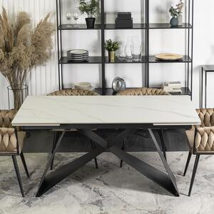 Stół Rozkładany Prostokątny VICTOR 160-240 cm Ceramiczny Biały Marmur/Czarny do Jadalni Nowoczesny Loft