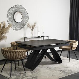 Stół Rozkładany Prostokątny LUIGI 160-240 cm Ceramiczny Czarny Marmur do Jadalni Nowoczesny Loft