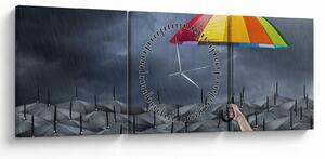 Obraz - Parasole (z zegarem) (90x30 cm)