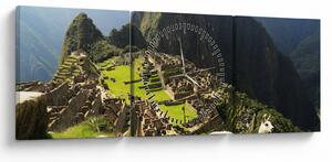 Obraz - Lamy na Machu Picchu (z zegarem) (90x30 cm)