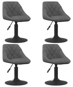 Obrotowe krzesła stołowe, 4 szt., ciemnoszare, obite aksamitem