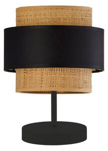 Nowoczesna lampka nocna w kolorze czarno-beżowym PEGGIE RATTAN w stylu boho