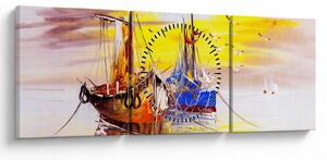 Obraz - Obraz statku (z zegarem) (90x30 cm)