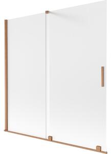Mexen Velar parawan nawannowy 2-skrzydłowy rozsuwany 160 x 150 cm, szron, miedź szczotkowana - 896-160-000-31-65
