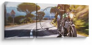 Obraz - Motocyklista (z zegarem) (90x30 cm)