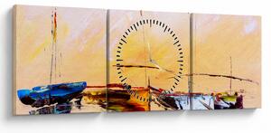 Obraz - Obraz statku (z zegarem) (90x30 cm)