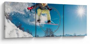 Obraz - Snowboardzista (z zegarem) (90x30 cm)