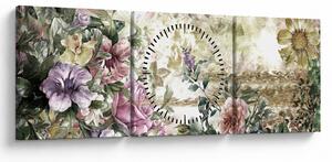 Obraz - Designerskie kwiaty (z zegarem) (90x30 cm)