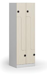 Szafka ubraniowa metalowa Z, 4 szafki, 1850 x 600 x 500 mm, zamek elektroniczny z kodem, drzwi laminowane, biała