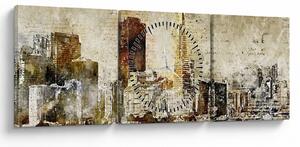 Obraz - Artystycznie ukształtowane miasto (z zegarem) (90x30 cm)