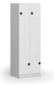 Szafka ubraniowa metalowa Z, 4 szafki, 1850 x 600 x 500 mm, zamek elektroniczny z kodem, drzwi laminowane, biała