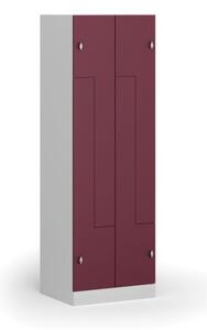 Szafka ubraniowa Z, 4 szafki, 1850 x 600 x 500 mm, zamek obrotowy, drzwi czerwone