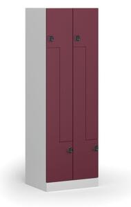 Szafka ubraniowa Z, 4 szafki, 1850 x 600 x 500 mm, zamek elektryczny, drzwi czerwone