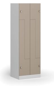 Szafka ubraniowa Z, 4 szafki, 1850 x 600 x 500 mm, zamek obrotowy, drzwi beżowe