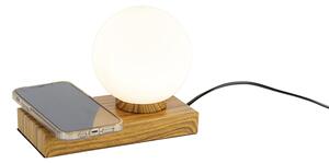 Lampa stołowa naturalna z dotykiem i ładowarką indukcyjną - Janneke Oswietlenie wewnetrzne