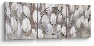 Obraz - Ułożone tulipany (z zegarem) (90x30 cm)
