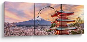 Obraz - Fudżi, Japonia (z zegarem) (90x30 cm)