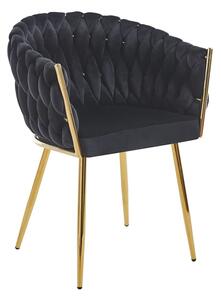 Krzesło Glamour z plecionym oparciem ROSA GOLD czarne
