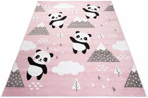 Prostokątny różowy dywan w pandy - Jomi 5X