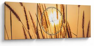 Obraz - Trawa w słońcu (z zegarem) (90x30 cm)