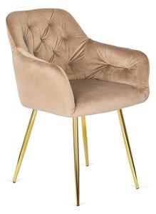 Beżowe tapicerowane krzesło fotelowe glamour - Vamo