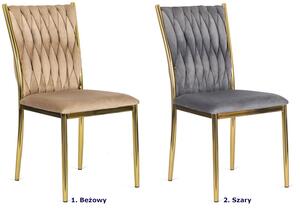 Beżowe nowoczesne welurowe krzesło z plecionką - Orvo
